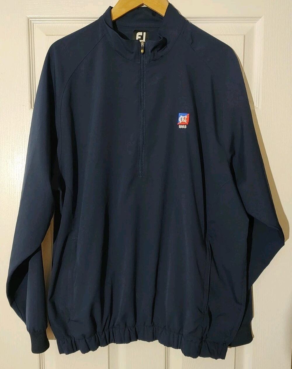 Men's FootJoy Newport Country Club Golf Windbreaker Navy Blue Half Zip - Large